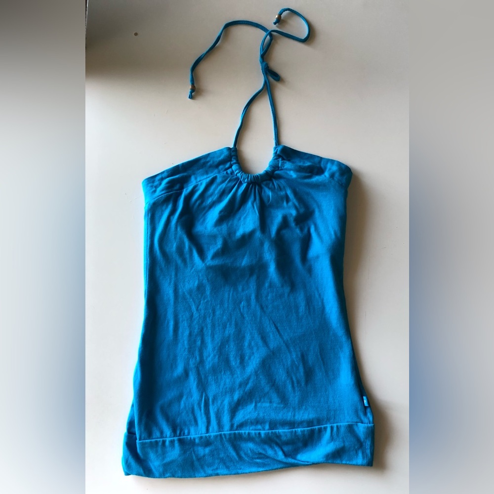 Garage Women's Blue Cotton Halter Neck Tank Top Size S